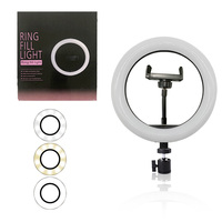 Anneau Lumineux Multicolore 10 Pouces (26 cm) avec Trépied, Lampe LED de Beauté Dimmable pour Maquillage, Ring Light Doux