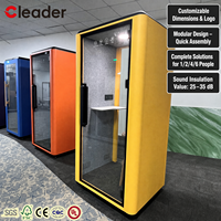 Portable Soundproof Office Phone Booth Single Person Acoustic Call Booth Aluminum Frame Tempered Glass Quick Assembly