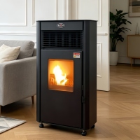 Poêle à granulés pour l'UE, double usage chauffage et cuisson, foyer à granulés et bois pour cuisiner et chauffer