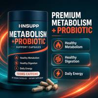 Capsules de caféine 100mg au gingembre probiotique pour le soutien du métabolisme et du système immunitaire, marque privée OEM pour adultes
