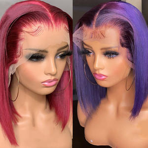 Péruvienne Bourgogne 99j <span class=keywords><strong>Couleur</strong></span> Court Bob Perruques <span class=keywords><strong>Cheveux</strong></span> Humains Avant de Lacet Pleine Dentelle Perruque De <span class=keywords><strong>Cheveux</strong></span> Humains Pour Les Femmes Noires Hd Dentelle Frontale Perruque - Product Image 2