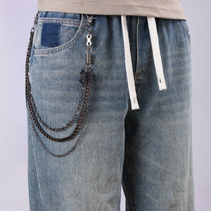 Hip Hop Punk Metal Multi Layered <b>Chain</b> Waist <b>Chain</b> Gunmetal Spider Pendant <b>Jeans</b> Accessory Casual Streetwear Style - Product Image 1