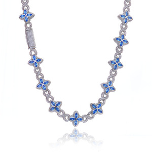Pulsera <span class=keywords><strong>de</strong></span> Alta Gama Unisex con Diseño <span class=keywords><strong>de</strong></span> Trébol <span class=keywords><strong>de</strong></span> Cuatro <span class=keywords><strong>Hojas</strong></span> y Cadena <span class=keywords><strong>de</strong></span> Eslabones Cubanos con Patrón <span class=keywords><strong>de</strong></span> Planta <span class=keywords><strong>de</strong></span> Hierro, Estilo Hip Hop Europeo Americano Transfronterizo - Product Image 5