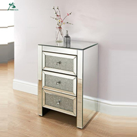 Table console moderne de luxe avec miroirs et diamants, table de couloir en verre pour la décoration de l'entrée du salon