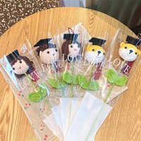 Hadiah Musim Wisuda Buket Rajutan Tangan, Boneka Hewan Topi Doktor Bunga Rajut untuk Anak Laki-laki Perempuan Hadiah Wisuda