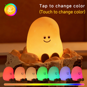 Lampe de chevet créative Huashanqi en silicone coloré en forme de pomme de terre, rechargeable, lampe de table, lumière d'ambiance - Product Image 1