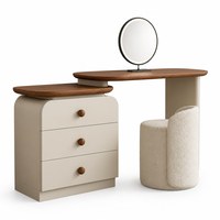 Table de toilette blanche avec miroir LED, coiffeuse à 3 tiroirs, plateau en noyer, bureau de maquillage avec tabouret pour chambre et hôtel