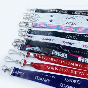 Wholesale <b>Custom</b> Logo Heat Transfer Tear Resistant Polyester <b>Keychain</b> Lanyard Woven Nylon Material Hook Promotional Music Event - Product Image 2