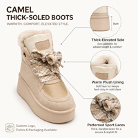 Bottes d'hiver pour femmes en gros, bottes de neige à plateforme doublées de fourrure, baskets chaudes en daim de haute qualité, approvisionnement direct usine