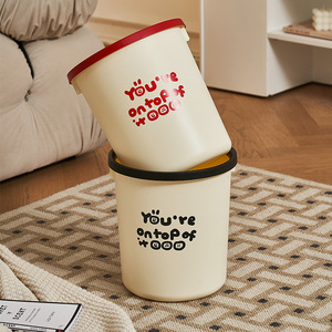 Cylindrical Trash Can Red And Black Mixed Colors Indoor Use For Home Kitchen Bathroom Toilet Large Capacity Thickened Design - Product Image 5