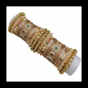 Elegant Kundan Meenakari and Pearl <b>Bangles</b> <b>Set</b> Designer Glam Finish Jewelry Perfect for Weddings and Party Wear - Product Image 2