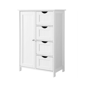 High Quality Cheap Modern Bathroom Cabinet Vanities 4 Drawer 1 Door Floor Standing Cabinet Wood White