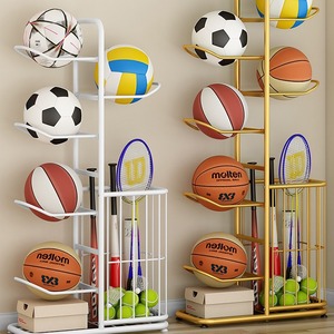 Étagère de rangement multi-niveaux pour balles, 4 couches, grande capacité, type sur pied, pour le basketball, le volley-ball, le football, le tennis de table, organisateur de raquettes - Product Image 2