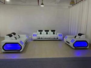 Canapés de salon en cuir européen avec éclairage LED, ensemble de canapés modernes, meubles - Product Image 3