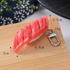 Porte-clés de <span class=keywords><strong>cuisine</strong></span> japonaise de simulation, réaliste 3D, Kawaii, avec thèmes saumon, sushi, poisson, crevettes, créatif - Product Image 6
