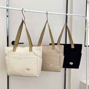 Gran oferta carta de gran capacidad logotipo personalizado en blanco mujer hombro algodón lona bolso de compras para estudiantes - Product Image 1