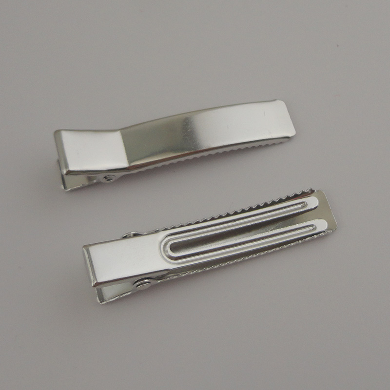 50PCS/bags 4.8cm 1.85" Silver Arched Rectangle Face Metal Alligator Clips with Double Prongs Duck hairpins