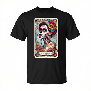T-shirt femme Catrina Day Of The Dead Dia De Los Muertos avec fleur et rose - Product Image 2