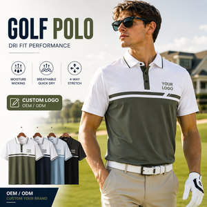 Chemises de golf Dri Fit Polo avec logo personnalisé, respirantes, anti-transpiration, extensibles dans 4 directions, vêtements de golf performants - Product Image 1