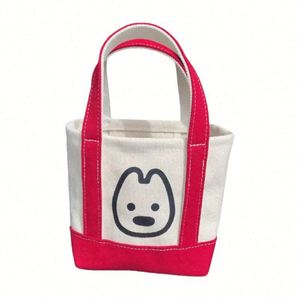 Mini Tote Bag Red Organic Reusable Foldable Custom Design <b>Printed</b> Cotton Canvas Tote Bag Cartoon Shopping Bag with Logo - Product Image 1