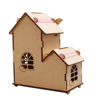 Jouet scientifique STEM en gros, mini moulin à vent solaire en bois à monter soi-même, modèle de maison, kit d'assemblage pour les élèves du primaire.