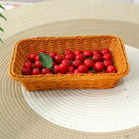 Panier à pain rectangulaire tissé en polypropylène aspect rotin 15,7x11,4 pouces, plateau de service alimentaire, panier à fruits, rangement pour cuisine, table, maison