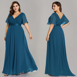 Robes <span class=keywords><strong>de</strong></span> <span class=keywords><strong>Soirée</strong></span> Élégantes <span class=keywords><strong>Ever</strong></span> <span class=keywords><strong>Pretty</strong></span> pour Femmes, <span class=keywords><strong>Robe</strong></span> Longue Trapèze en Chiffon à Double Col V et Volants, Grande Taille - Product Image 5
