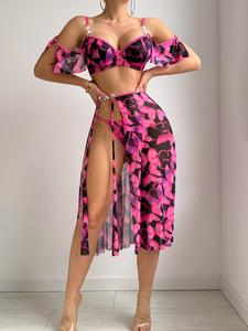 Women Red Off Shoulder Knitted Lounge <b>Set</b> With High Slit Skirt And Bra Top Summer Sexy Style Solid Color Full Length - Product Image 5
