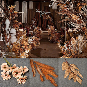 ชุดดอกไม้ประดิษฐ์และ<span class=keywords><strong>ต้น</strong></span>ไม้สำหรับตกแต่งงานแต่งงาน ช่อดอกไม้ประดับเพดาน สีคาราเมล วัสดุดอกไม้ทำมือ - Product Image 5