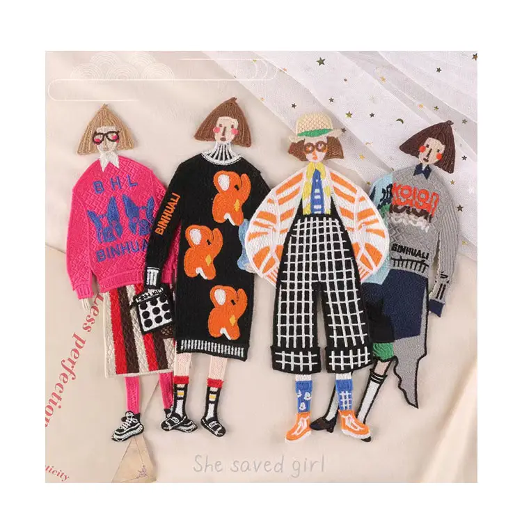 Hot selling fashion girl embroidery patch embroidery patch