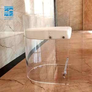Claro acrílico redondo café silla sin almohada volver transparente silla contra taburete acrílico Silla de comedor - Product Image 4
