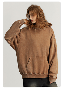 Vente directe d'usine, sweat-shirt pour femme personnalisé en tissu French Terry lourd, style vintage américain, effet délavé - Product Image 2