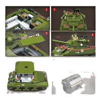 Ensemble de blocs de construction de char Sherman M4A3 de la Seconde Guerre mondiale, modèle de véhicule historique à l'échelle 1:18, jouet éducatif de collection pour adultes et enfants, cadeau