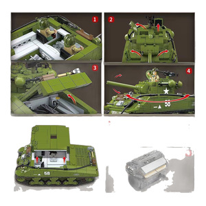 Ensemble de blocs de construction de char Sherman M4A3 de la Seconde Guerre mondiale, modèle de véhicule historique à l'échelle 1:18, jouet éducatif de collection pour adultes et enfants, cadeau - Product Image 6