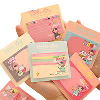 Bloc-notes autocollant créatif portable à thème de dessin animé avec 48 feuilles, ensemble de notes adhésives longue durée pour l'école