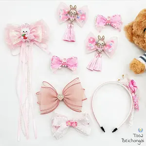 8 шт., розовая Подарочная коробка, набор аксессуаров для волос, заколки для волос, банты для девочек, подарок От 3 до 12 лет