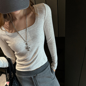 Camiseta Interior <span class=keywords><strong>de</strong></span> <span class=keywords><strong>Mujer</strong></span> con Cuello Cuadrado, Estilo Spice Girl, <span class=keywords><strong>Manga</strong></span> <span class=keywords><strong>Larga</strong></span>, Simple, <span class=keywords><strong>de</strong></span> Viscosa/Spandex/Modal, para Invierno 2025 - Product Image 1