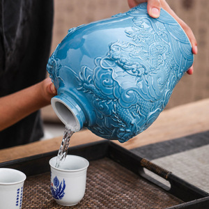 Nhà Máy giá bán buôn chai gốm men màu xanh sứ rỗng rượu <span class=keywords><strong>Hip</strong></span> <span class=keywords><strong>Flask</strong></span> - Product Image 5