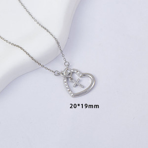 Collier de foi pour femmes, pendentif croix, plaqué or 18 carats, bijoux en acier inoxydable, collier cœur, Saint-Valentin - Product Image 3