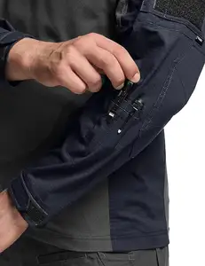 फर्स्ट फाइबर वॉटर एंड विंड प्रूफ 1/4 ज़िप लंबी आस्तीन टैक्टिकल कॉम्बैट शर्ट चेस्ट ऑपरेटर नेवी टॉप सुरक्षा कपड़ों के लिए पॉकेट के साथ