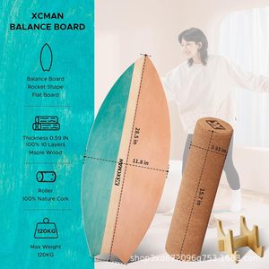 Planche d'équilibre en bois pour le surf avec roulettes, entraîneur d'équilibre sportif, planche d'équilibre en bois pour le fitness - Product Image 3