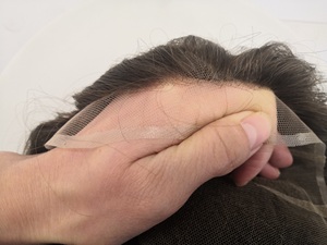 Toupet da <span class=keywords><strong>uomo</strong></span> LONGFOR <span class=keywords><strong>invisibile</strong></span> con pizzo svizzero frontale, sistema di sostituzione dei capelli in pizzo svizzero, 100% capelli umani dall'aspetto naturale per <span class=keywords><strong>uomo</strong></span> - Product Image 2