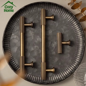 Puxadores e Maçanetas de Porta de Armário em Bronze Sólido Estilo Francês Americano Minimalista para Móveis e Guarda-Roupas - Product Image 1