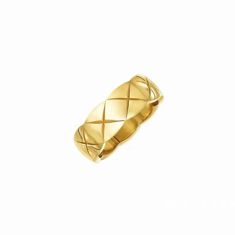 Elegante Diamant Stepp Ring 18K gold Überzogene Messing Gravierte Geflecht Chunky Finger Ring