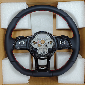 Volante de Cuero Completo con Costuras Rojas Línea R para VW Volkswagen Golf 5 6 7 R MK5 MK6 MK7 MK7.5 <span class=keywords><strong>GTI</strong></span> <span class=keywords><strong>Polo</strong></span> Passat B7 B8 Jetta - Product Image 3