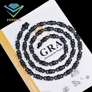Cadena de diseño de moda con forma de bola negra, diamante moissanita VVS, pasa la prueba del diamante, certificado GRA, cadena con eslabones tipo nariz de cerdo, regalo unisex. - Product Image 2