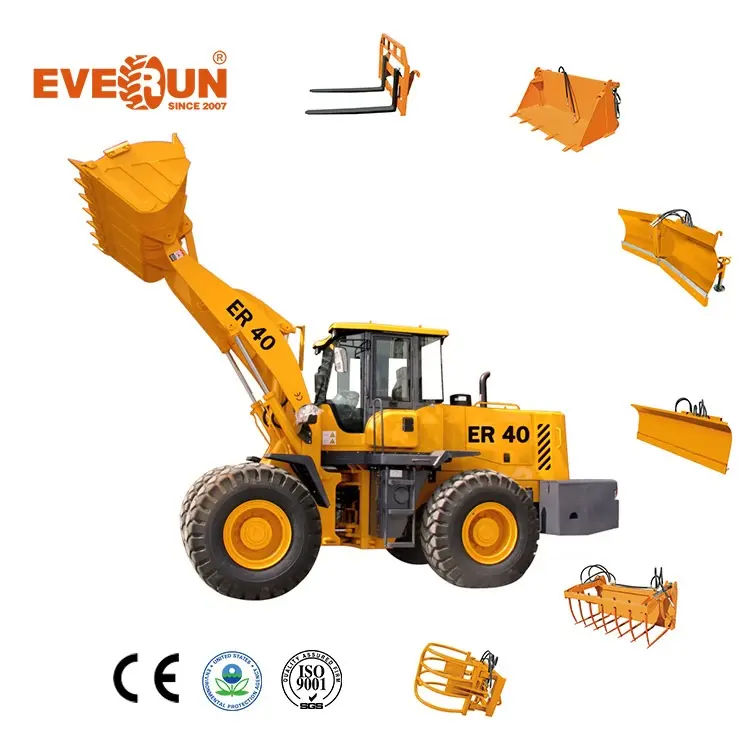 Everun Er40 CE certificato 4ton secchio multifunzione compatto diesel caricatore per ruote anteriori