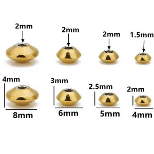 18K Gold Plated Stainless Steel Abacus <b>Beads</b> 4 5 6 8MM Round Flying Saucer <b>For</b> <b>Bracelet</b> Making Jewelry Accessories - Product Image 2