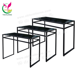 YC-TS154 Hiện Đại Vuông Ăn Uống Tự Chọn Bảng Bán Buôn Khác Nhau Chiều Cao Xếp Chồng Thép Khung Kính Hàng Đầu Cho Các Bữa Tiệc Khách Sạn Tổ - Product Image 3