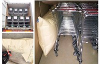 Chariot de supermarché avec 4 roues, panier de supermarché en fil métallique